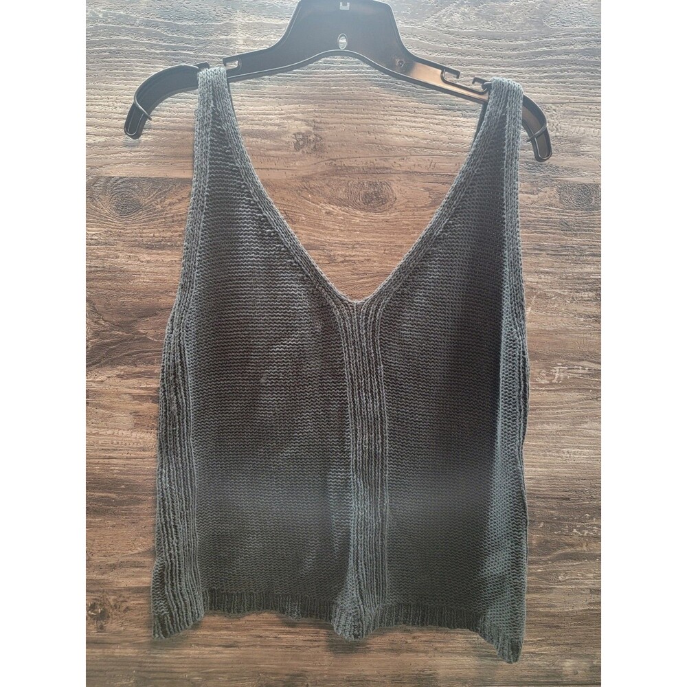 DKNY Women’s Black V Neck Sleeveless Knit Sweater Tank Size L
